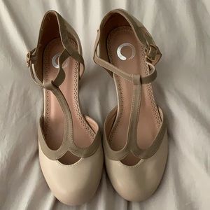 Brand new Journee Nude Olina 7.5W t-strap heels